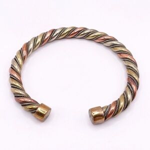 Tri-Color Twisted Cuff Bracelet
